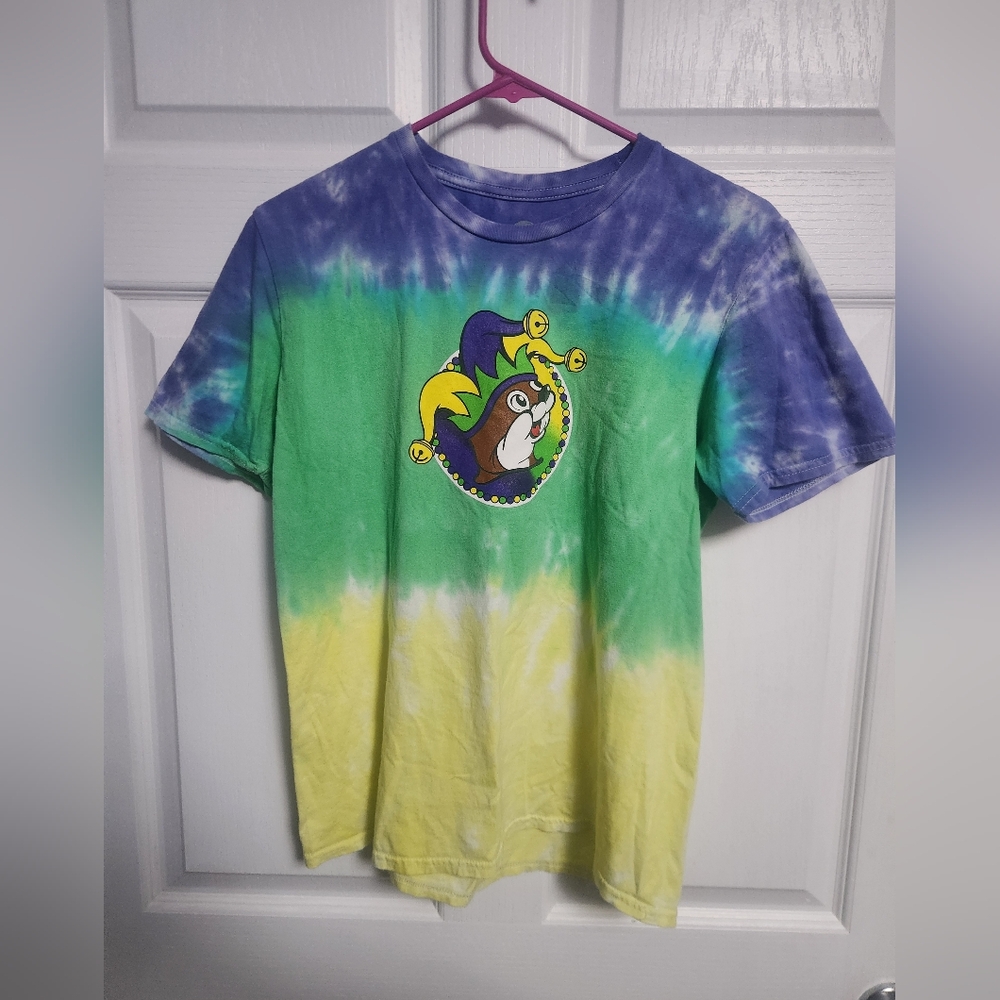 Buc-ee's beaver tie dye purple green and gold medium mardi gras shirt posh 5